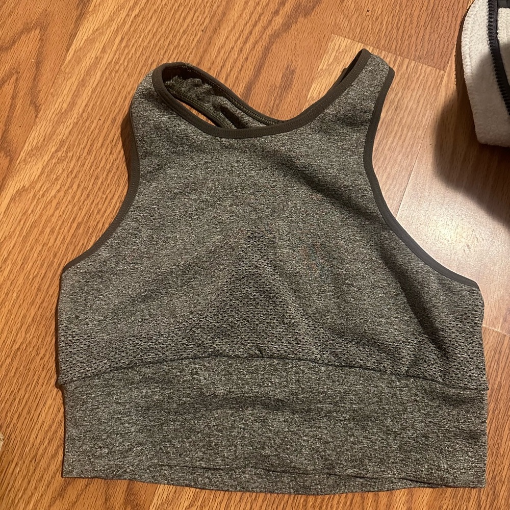 Gray High-Neck Sports Bra